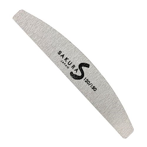Пилка Sakura для искусственных ногтей серая, форма - полукруглая, абразивность 120/150 грит spl003
