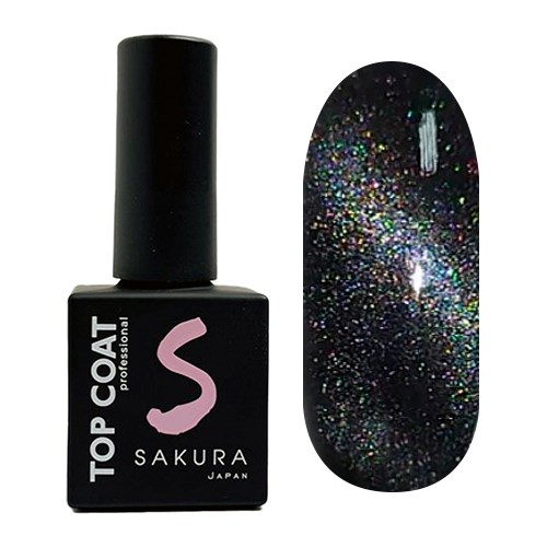 Топ для ногтей Sakura Top Holographic cat голографическая кошка, 9 мл Top131